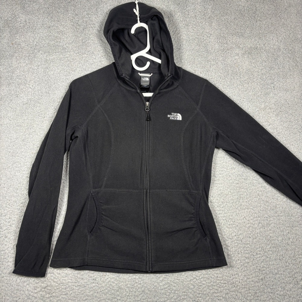 The North Face Womens Black Full Zip Fleece Hoodie Jacket Size Small S P 1858